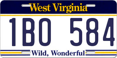 WV license plate 1BO584