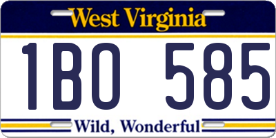 WV license plate 1BO585