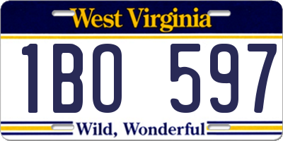 WV license plate 1BO597
