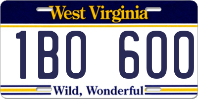 WV license plate 1BO600