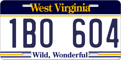 WV license plate 1BO604