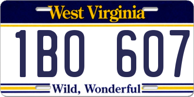 WV license plate 1BO607