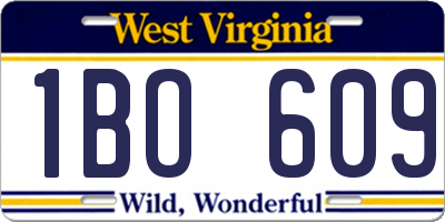 WV license plate 1BO609