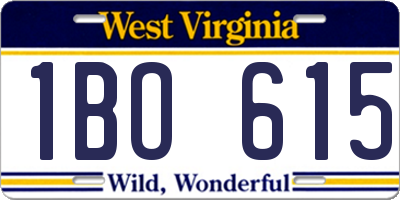 WV license plate 1BO615
