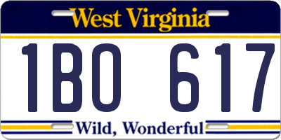WV license plate 1BO617