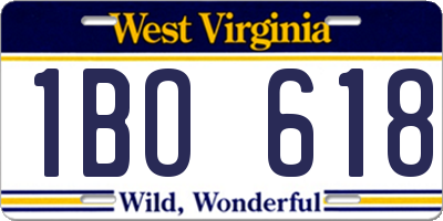 WV license plate 1BO618
