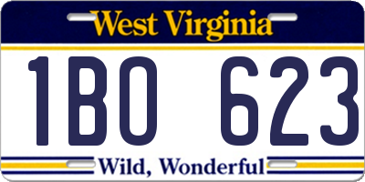 WV license plate 1BO623