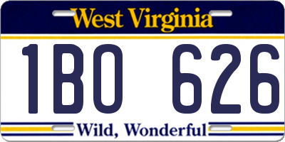 WV license plate 1BO626