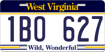 WV license plate 1BO627