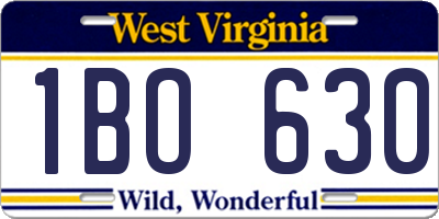 WV license plate 1BO630