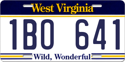 WV license plate 1BO641