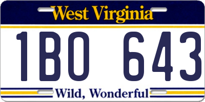 WV license plate 1BO643