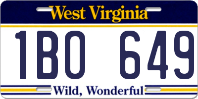 WV license plate 1BO649