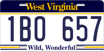 WV license plate 1BO657