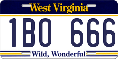 WV license plate 1BO666