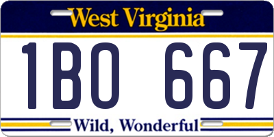 WV license plate 1BO667