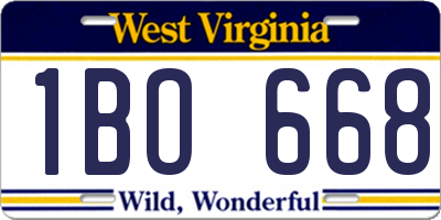 WV license plate 1BO668