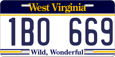WV license plate 1BO669