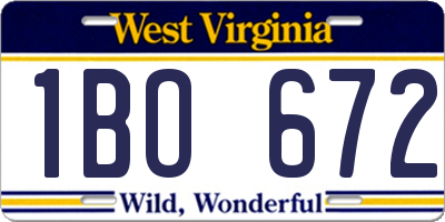 WV license plate 1BO672