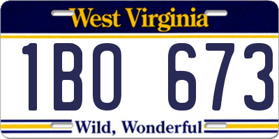 WV license plate 1BO673