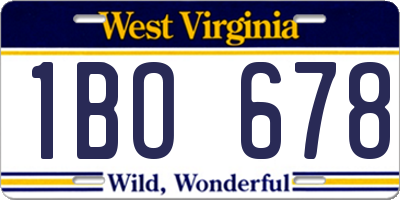 WV license plate 1BO678