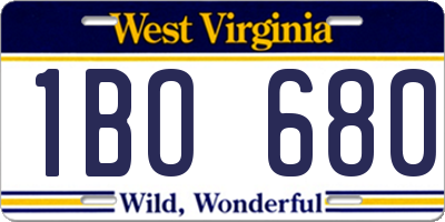 WV license plate 1BO680