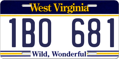 WV license plate 1BO681