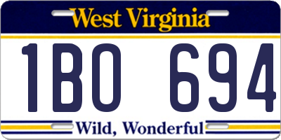 WV license plate 1BO694