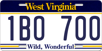 WV license plate 1BO700