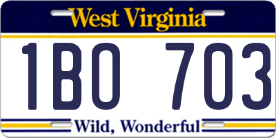 WV license plate 1BO703
