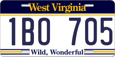 WV license plate 1BO705