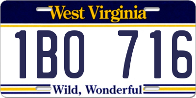 WV license plate 1BO716