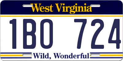 WV license plate 1BO724