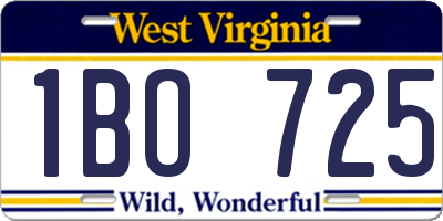 WV license plate 1BO725