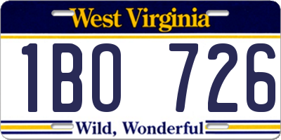 WV license plate 1BO726