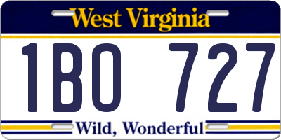 WV license plate 1BO727