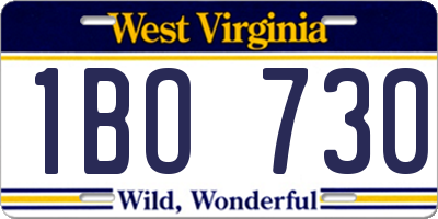 WV license plate 1BO730