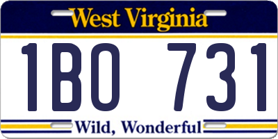 WV license plate 1BO731