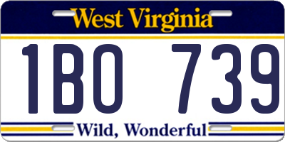 WV license plate 1BO739