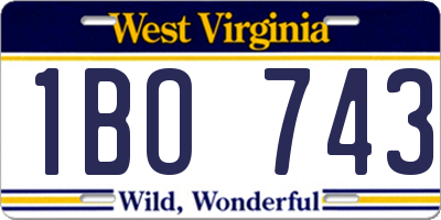 WV license plate 1BO743