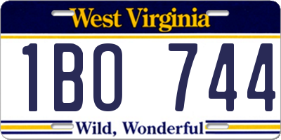 WV license plate 1BO744