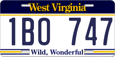 WV license plate 1BO747