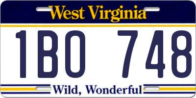 WV license plate 1BO748