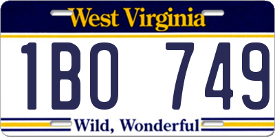 WV license plate 1BO749