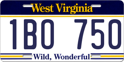 WV license plate 1BO750