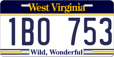 WV license plate 1BO753