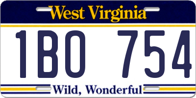 WV license plate 1BO754