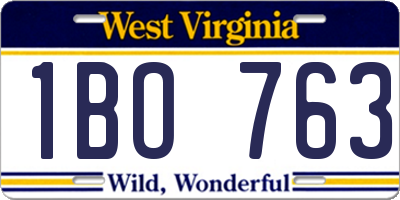 WV license plate 1BO763