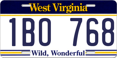 WV license plate 1BO768
