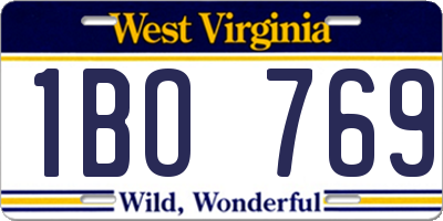 WV license plate 1BO769